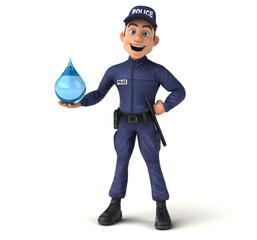 Fun 3D illustration of a cartoon Police Officer
