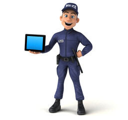 Fun 3D illustration of a cartoon Police Officer