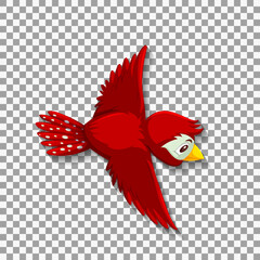 Cute red bird cartoon character