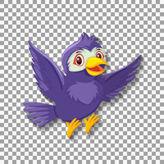 Cute purple bird cartoon character