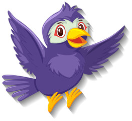 Cute purple bird cartoon character