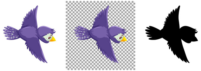 Fototapeta na wymiar Cute purple bird cartoon character
