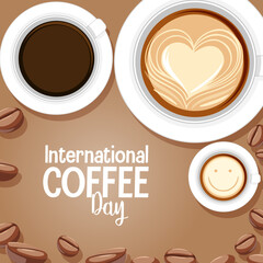 International coffee day letter banner