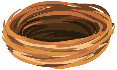 Isolated empty bird nest on white background