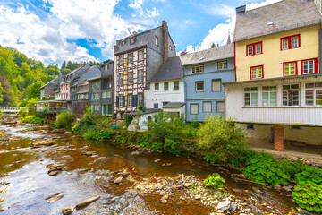 Fototapeta na wymiar Best of the touristic village Monschau, Eifel region, Germany HDR High dynamic range
