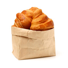 organic, healthy, eat, natural, nature, wicker, object, background, bake, bakery, basket, board, bread, breakfast, brown, bun, butter, buttered, buttery, close croissants isolated on white background 