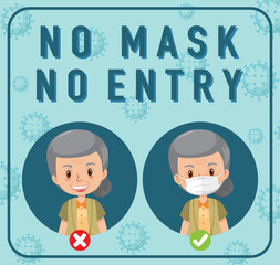 No mask no entry sign cartoon style