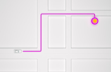 Concept of location service. pick up taxi service app. Taxi on the white road. 3d illustration. 3d rendering