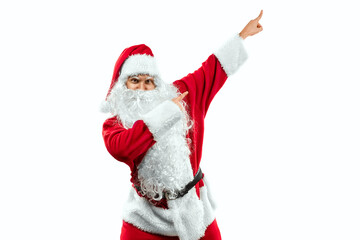 Fototapeta na wymiar Santa Claus in a red suit on a white background isolate. Concept for Christmas Eve, Vacation, Festive Banner, New Year.