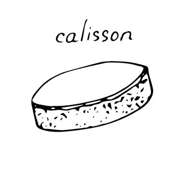 French dessert calisson, hand drawing