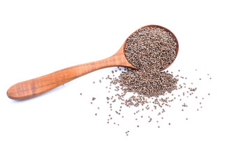 Pile of black sesame seeds isolated on white background