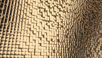 geometric gold cubic mosaic background.