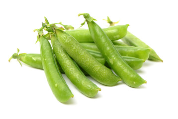 Fresh peas isolated on white background