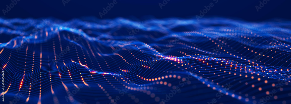Aufkleber Digital technology background. Network connection. Futuristic background for presentation design. 3d rendering.