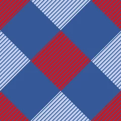 Fototapeten Rood en blauw geometrische figuur naadloos herhaal patroon © Doeke