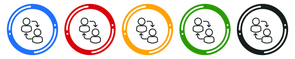 User switch flat icon set. flat design vector illustration in 5 colors options for web design