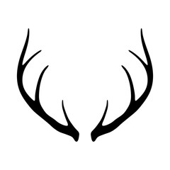 Deer antlers silhouette isolated on white background. Horns icon