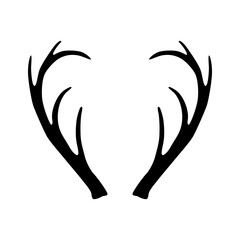 Deer antlers silhouette isolated on white background. Horns icon
