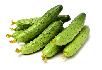 Green cucumber on the white background