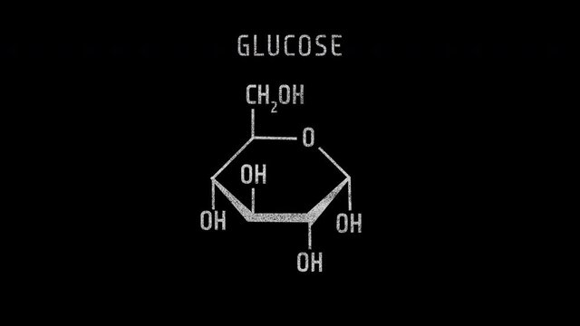 Glucose Molecular Structure Symbol Neon Animation on black background and Green Screen