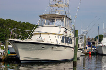 Fototapeta premium Fishing Boat in Cape Cod in Hyannis. Taken from a boat.