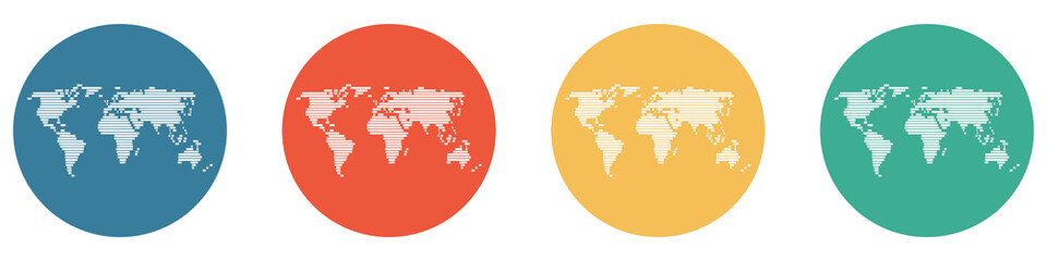 Bunter Banner mit 4 Buttons: Weltkarte global