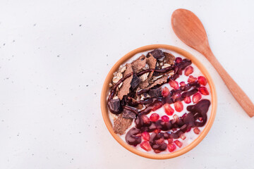 natural yogurt with black chocolate