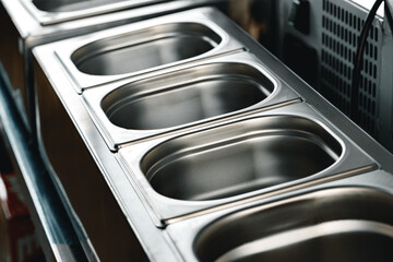 Industrial kitchen metal trays for buffet catering