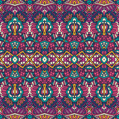 Vector seamless pattern ethnic tribal geometric psychedelic colorful print