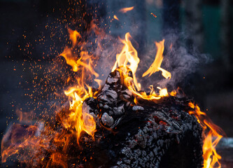 fire in the fireplace