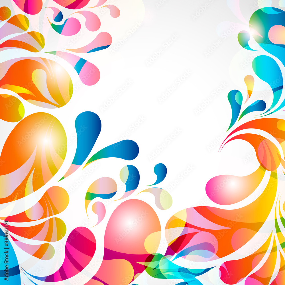 Aufkleber Abstract background with bright teardrop-shaped arches.