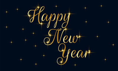 New Year banner, Happy New year, New year banner with a dark black background with gold color text
