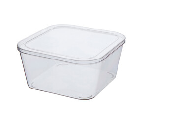 Disposable plastic containers on a white background