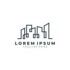 Fototapeta premium Colorful real estate buildings contour logo template