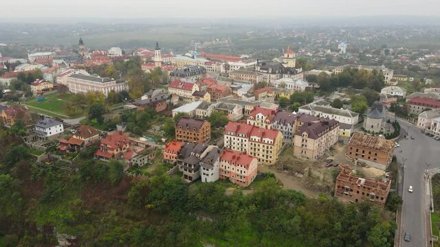 Kamianets-Podilskyi, Kamianets-Podilskyi Castle, Drone, aerial view, old town, city center, ancient, Castle, redoubt, walls, kamianets, view, military, outdoors, perspective, video, 4k, thick, tourism