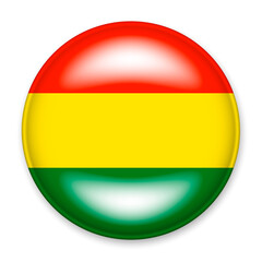 Flag of Bolivia in the form of a round button with a light glare and a shadow.