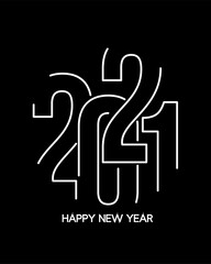Happy New Year 2021 Text Typography Design Patter, Vector illustration.