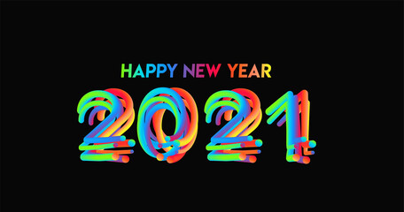 3d Pipe Happy New Year 2021 Text Typography Design Patter, Vector illustration.