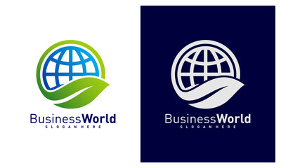 Nature World logo design vector, Colorful World logo design template, Icon symbol