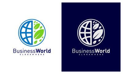 Nature World logo design vector, Colorful World logo design template, Icon symbol