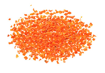 Carrot dried chip on white background