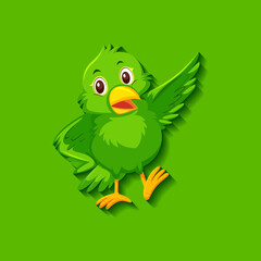 Cute green bird cartoon character