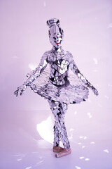 Mirror ballerina silver dance costume