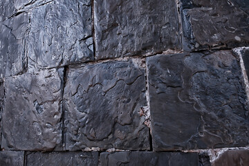 Fototapeta premium stone tile cladding background, abstract blank stone wall