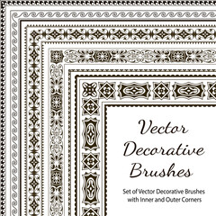 Decorative vector brushes with inner and outer corner.