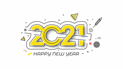 Fototapeta na wymiar Happy New Year 2021 Text Typography Design Patter, Vector illustration.