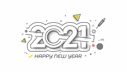 Happy New Year 2021 Text Typography Design Patter, Vector illustration.