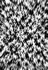 black and white abstract pattern with circular blurring at the edges and a clear pattern in the center