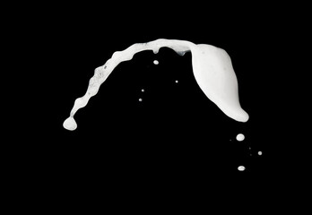 Foam froth beer or soap shampoo splash isolated on black background photo stop motion