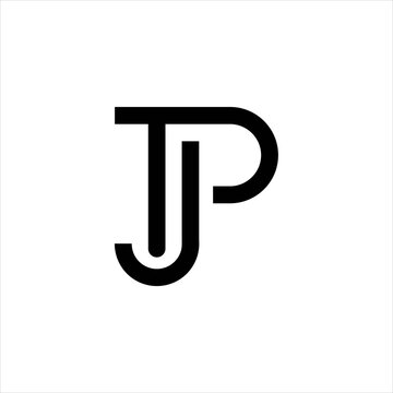 Clean letter TJP TPJ logo. Minimalist geometric design. Modern capital monogram. Elegant brand identity. Simple black symbol. Corporate concept icon. Vector illustration. Isolated graphic element.